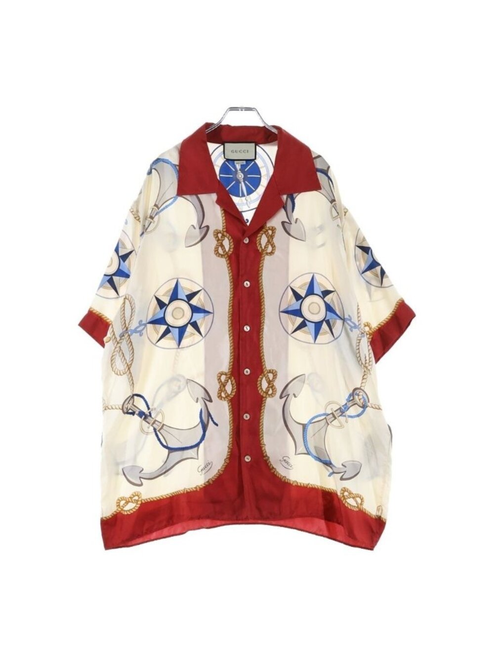 Gucci Silk Short Sleeve Bowling Shirt White Red